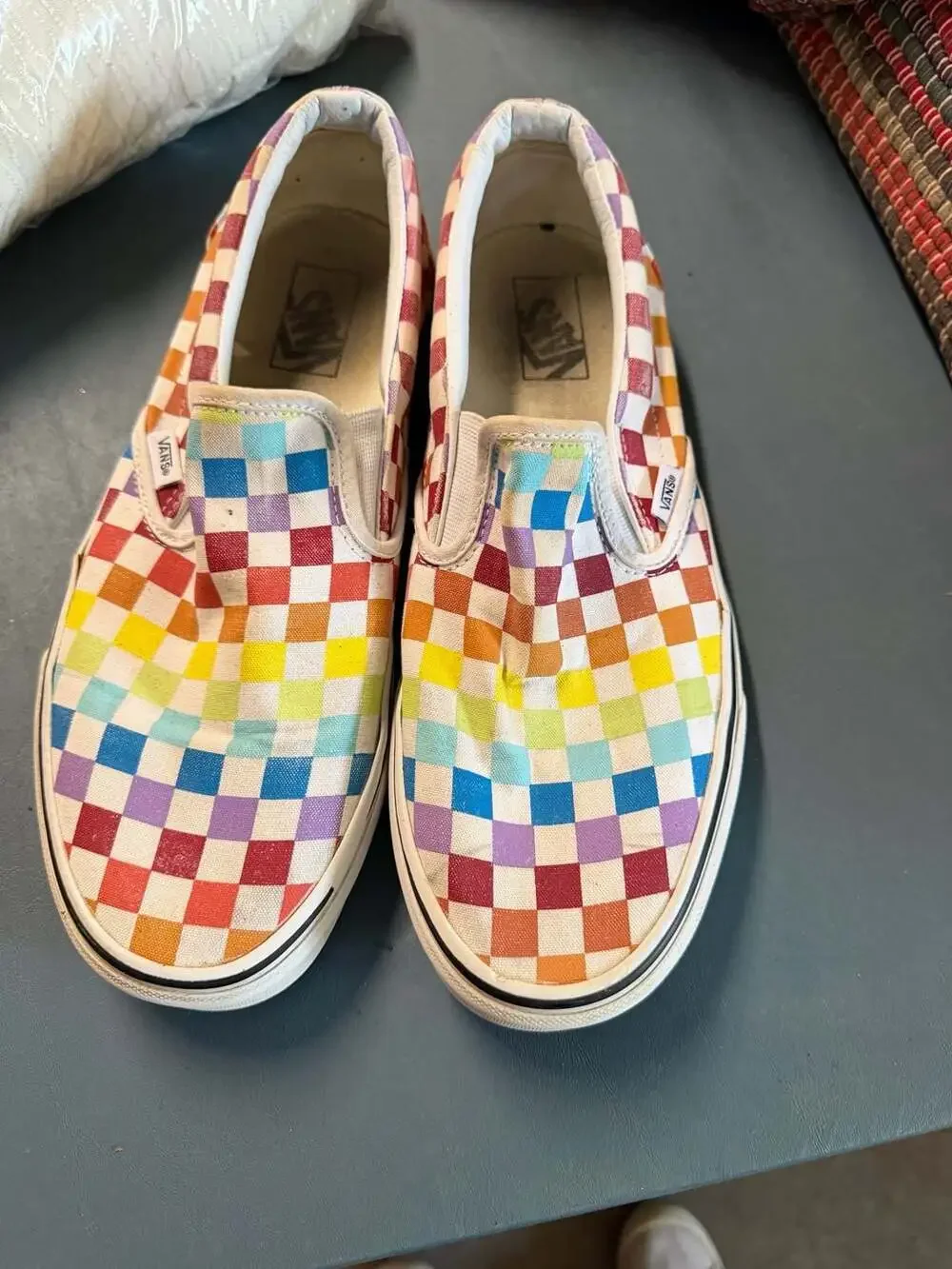 Vans Classic Slip On Men Shoes Checkerboard Multi-True Mens VN0A38F7 VLV SZ 8.5